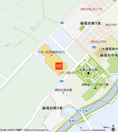 イオンスーパーセンター石狩緑苑台店付近の地図